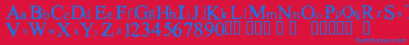 FuzzysockThin Font – Blue Fonts on Red Background