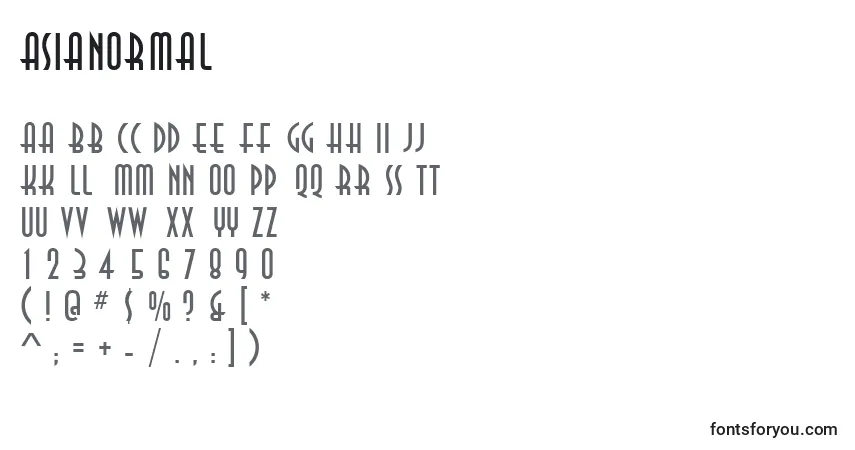 Fuente AsiaNormal - alfabeto, números, caracteres especiales