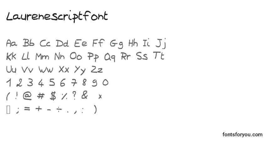 Schriftart Laurenescriptfont – Alphabet, Zahlen, spezielle Symbole