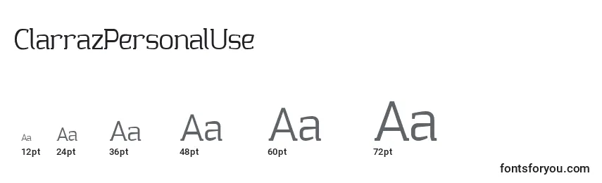 ClarrazPersonalUse Font Sizes