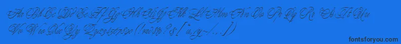 YoungBaroqueLetPlain.1.0 Font – Black Fonts on Blue Background