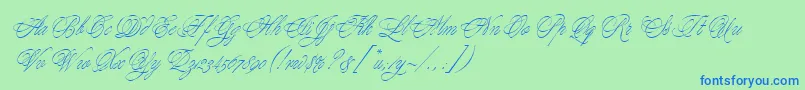 YoungBaroqueLetPlain.1.0 Font – Blue Fonts on Green Background