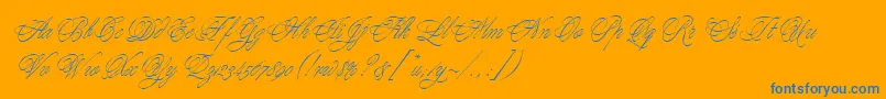 YoungBaroqueLetPlain.1.0 Font – Blue Fonts on Orange Background