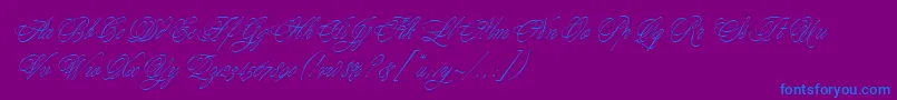YoungBaroqueLetPlain.1.0 Font – Blue Fonts on Purple Background