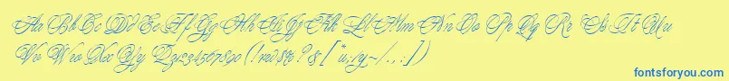 YoungBaroqueLetPlain.1.0 Font – Blue Fonts on Yellow Background