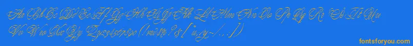 YoungBaroqueLetPlain.1.0 Font – Orange Fonts on Blue Background