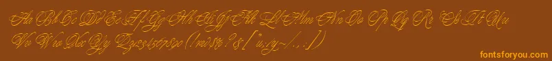 YoungBaroqueLetPlain.1.0 Font – Orange Fonts on Brown Background