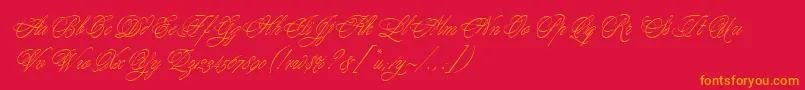 YoungBaroqueLetPlain.1.0 Font – Orange Fonts on Red Background