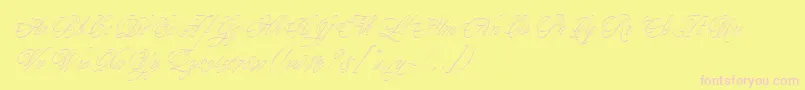 YoungBaroqueLetPlain.1.0 Font – Pink Fonts on Yellow Background