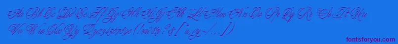 YoungBaroqueLetPlain.1.0 Font – Purple Fonts on Blue Background
