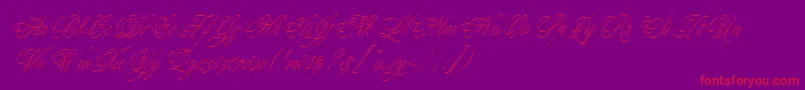 YoungBaroqueLetPlain.1.0 Font – Red Fonts on Purple Background