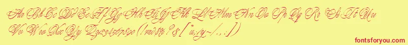 Fonte YoungBaroqueLetPlain.1.0 – fontes vermelhas em um fundo amarelo