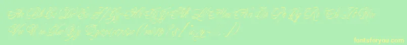 YoungBaroqueLetPlain.1.0 Font – Yellow Fonts on Green Background