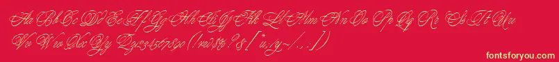 YoungBaroqueLetPlain.1.0 Font – Yellow Fonts on Red Background