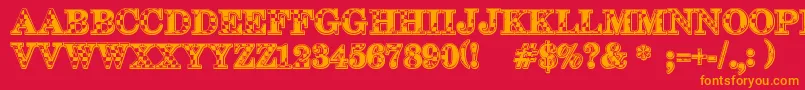 123 Go-Schriftart – Orangefarbene Schriften auf rotem Hintergrund