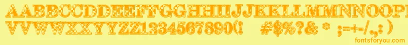 123 Go-Schriftart – Orangefarbene Schriften auf gelbem Hintergrund