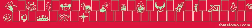 Fonte Signz – fontes verdes em um fundo vermelho