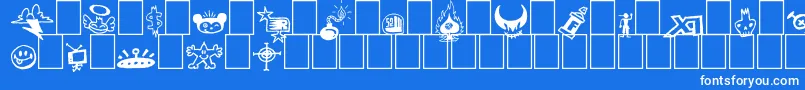Signz-Schriftart – Weiße Schriften auf blauem Hintergrund