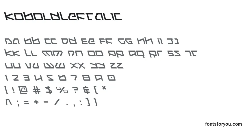 Schriftart KoboldLeftalic – Alphabet, Zahlen, spezielle Symbole