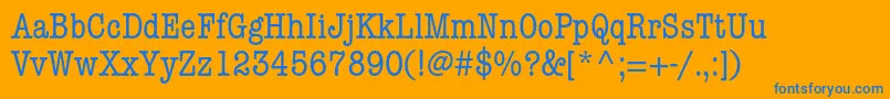 Fonte AmericantypewriterstdCond – fontes azuis em um fundo laranja
