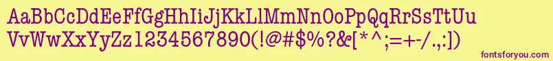 AmericantypewriterstdCond Font – Purple Fonts on Yellow Background