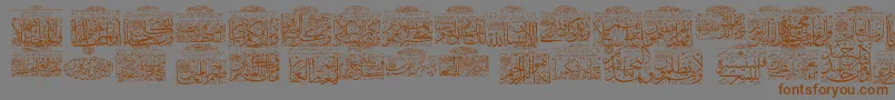 Fonte MyFontQuraan9 – fontes marrons em um fundo cinza