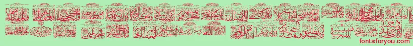 MyFontQuraan9 Font – Red Fonts on Green Background