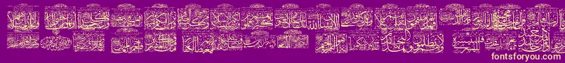 Подробнее о шрифте MyFontQuraan9 Шрифт MyFontQuraan9 – жёлтые шрифты на фиолетовом фоне