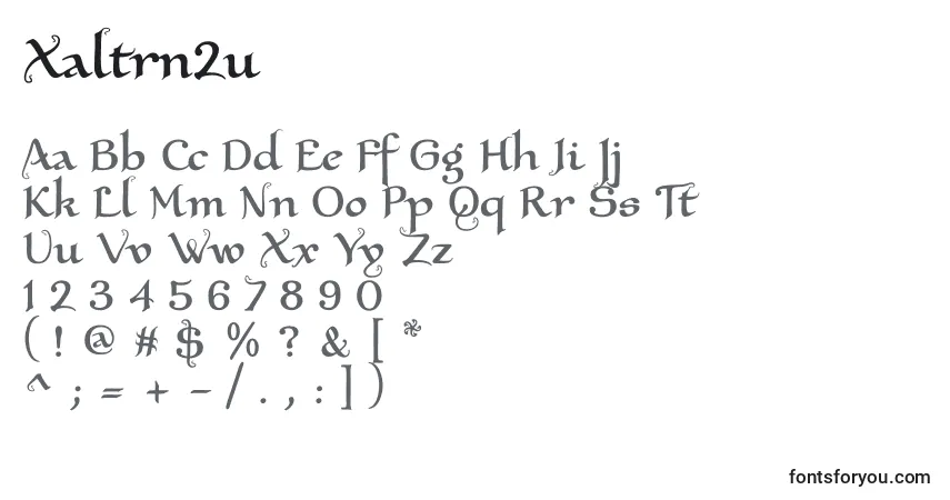 A fonte Xaltrn2u – alfabeto, números, caracteres especiais