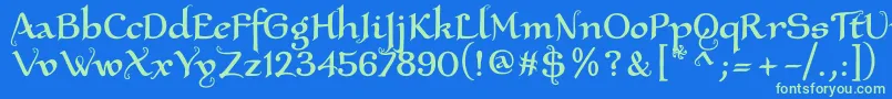 Xaltrn2u Font – Green Fonts on Blue Background