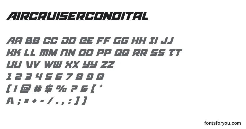 Schriftart Aircruisercondital – Alphabet, Zahlen, spezielle Symbole