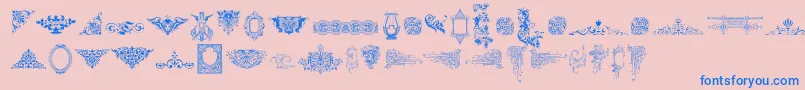 VictorianFreeOrnamentsTwo-Schriftart – Blaue Schriften auf rosa Hintergrund