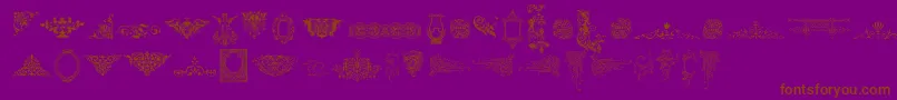 Fonte VictorianFreeOrnamentsTwo – fontes marrons em um fundo roxo