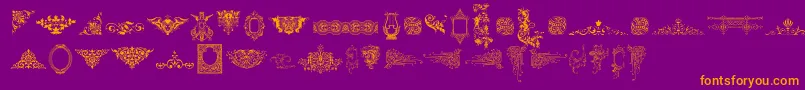 Czcionka VictorianFreeOrnamentsTwo – pomarańczowe czcionki na fioletowym tle
