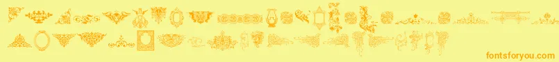 fuente VictorianFreeOrnamentsTwo – Fuentes Naranjas Sobre Fondo Amarillo