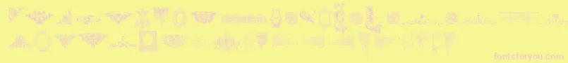 VictorianFreeOrnamentsTwo-fontti – vaaleanpunaiset fontit keltaisella taustalla