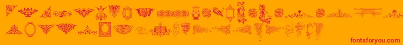 VictorianFreeOrnamentsTwo-Schriftart – Rote Schriften auf orangefarbenem Hintergrund