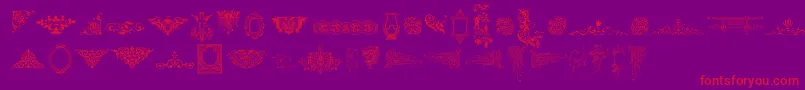 VictorianFreeOrnamentsTwo-Schriftart – Rote Schriften auf violettem Hintergrund