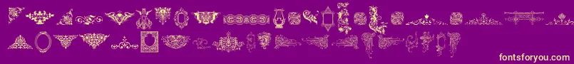 VictorianFreeOrnamentsTwo-Schriftart – Gelbe Schriften auf violettem Hintergrund