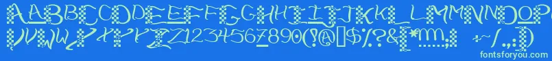 Chech Font – Green Fonts on Blue Background