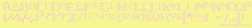 Chech-Schriftart – Rosa Schriften auf gelbem Hintergrund