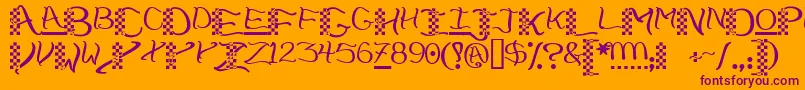 Chech-Schriftart – Violette Schriften auf orangefarbenem Hintergrund
