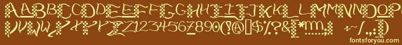 Chech-Schriftart – Gelbe Schriften auf braunem Hintergrund