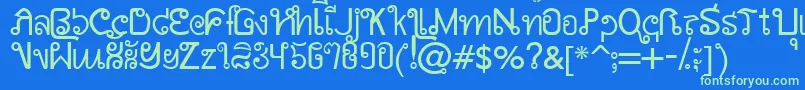 AwSiamEnglishNotThai Font – Green Fonts on Blue Background