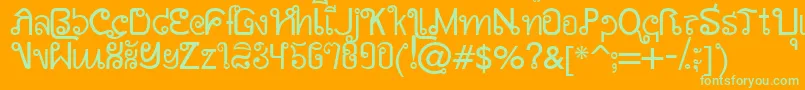 AwSiamEnglishNotThai Font – Green Fonts on Orange Background
