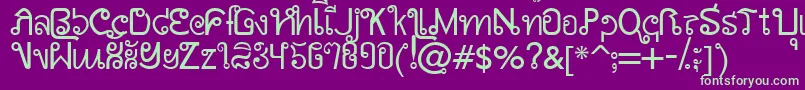 Шрифт AwSiamEnglishNotThai – зелёные шрифты на фиолетовом фоне