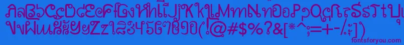 AwSiamEnglishNotThai Font – Purple Fonts on Blue Background