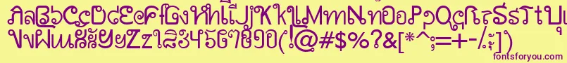 AwSiamEnglishNotThai Font – Purple Fonts on Yellow Background