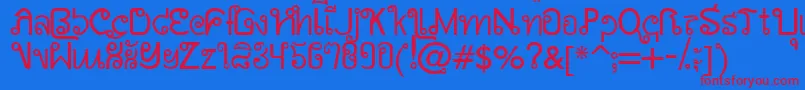 AwSiamEnglishNotThai Font – Red Fonts on Blue Background