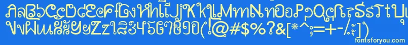 AwSiamEnglishNotThai Font – Yellow Fonts on Blue Background